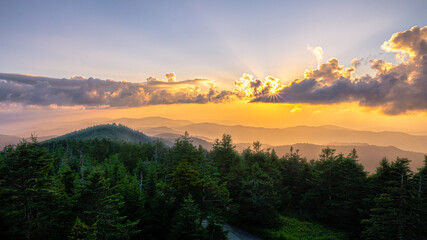 Sunset in the Smoky Mountain at Clingmans Dome