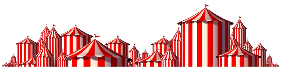 Foto auf Acrylglas Circus Horizontal design and festival background with blank space as a big top tent carnival fun and entertainment icon for a theatrical party festival isolated on a white background © freshidea