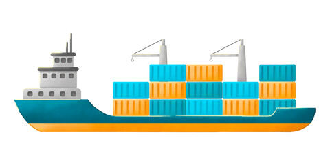 Cargo equipment, tanker. Transport logistics, container loading. Color illustration.