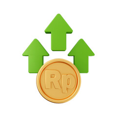 Increase and decrease money dollar yen euro arrow 3d icon illustration