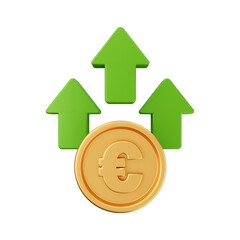 Obraz premium Increase and decrease money dollar yen euro arrow 3d icon illustration