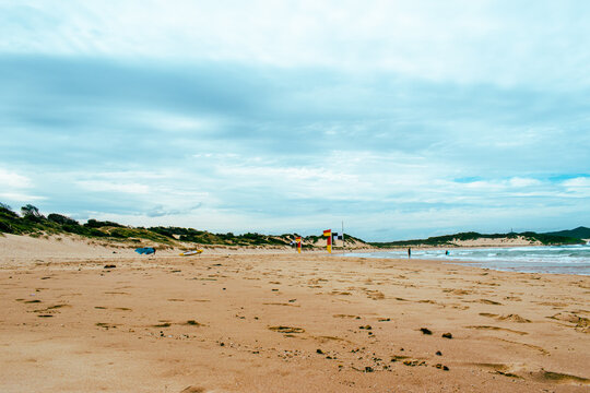 Lifeguard flags on the beach