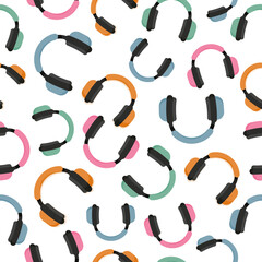 Retro color headphones pattern background