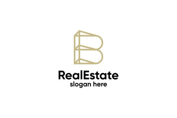 Letter b real estate logo design