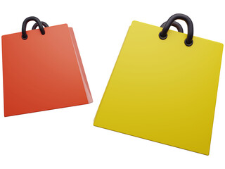 3D shopping paper bags on purple background. Discount, promotion, sale, banner, website for online shopping concept. 3d render illustration.