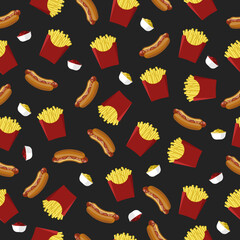 French fries pattern on black background