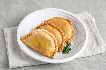 Kue Pastel or Jalangkote, Indonesian traditional snack filled with carrot and potatoes. 