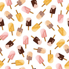 Ice cream pattern on white background 