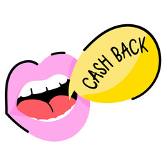 Dollar coin with rotating arrows, concept of money return flat sticker 