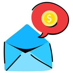Flat sticker icon of money envelope 
