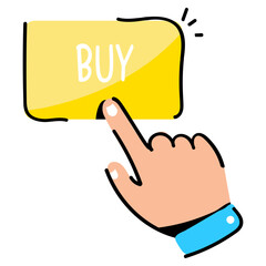 Fototapeta na wymiar Download flat hand drawn sticker of buy 