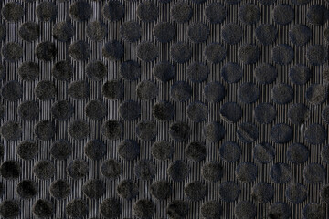 Black fabric with velvet dots and stripes