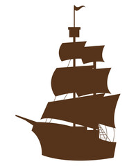 columbus caravel ship silhouette - obrazy, fototapety, plakaty