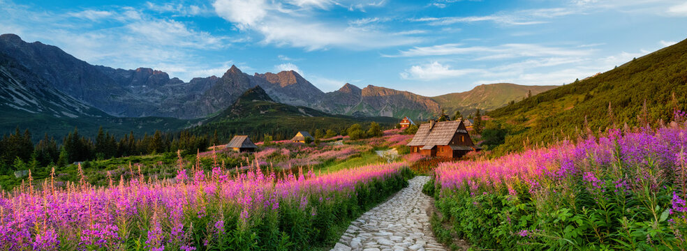Fototapeta Beautiful summer day in the mountains - Hala Gasienicowa in Poland - Tatras