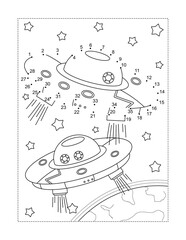 UFO dot-to-dot picture puzzle and coloring page
