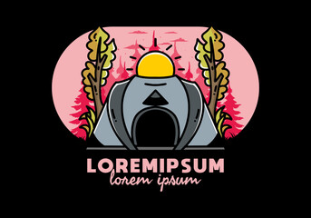 Big pop up tent for camping illustration badge design