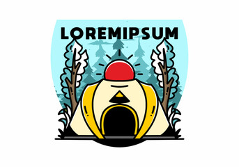 Big pop up tent for camping illustration badge design