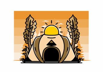 Big pop up tent for camping illustration badge design