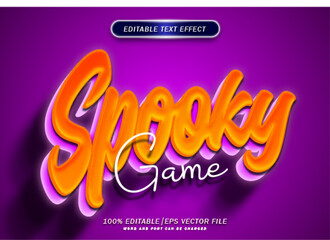3d neon halloween text effect. Spooky game text effect. 3d neon font.
