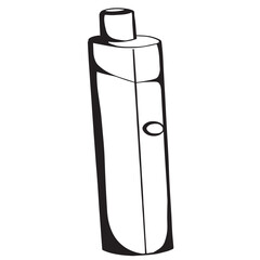 Hand-drawn vape clipart. Doodle illustration of an electronic cigarette. Stippling vapor