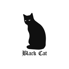 black cat silhouette illustration vector
