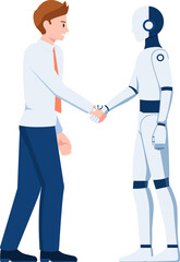 Businessman shaking hand with AI robot