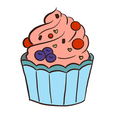 cupcake with cream and cherry