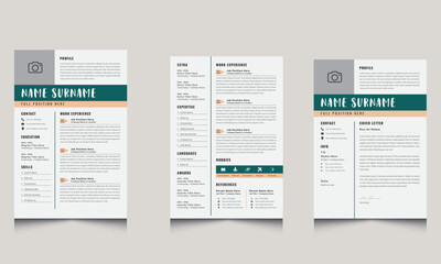 Clean and Professional Resume Layout and Cover Letter with Modern CV Set design 