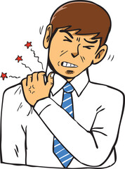 cartoon male employee having office syndrome