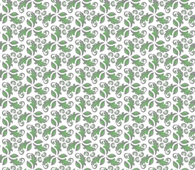 Floral vector gray and green ornament. Seamless abstract classic background with flowers. Pattern with repeating floral elements. Ornament for wallpaper and packaging