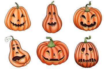 set of halloween pumpkins