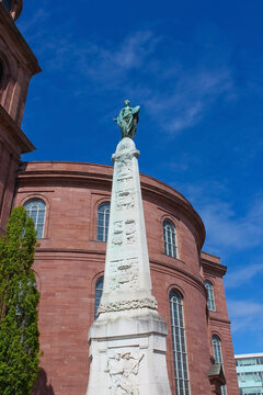 Frankfurt Am Main, Germany - April 20, 2022: Monument To German Revolution 1848 Near The Historical St Paul Church In The City Of Frankfurt, Germany