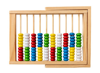 School abacus isolated transparent background. Basic Maths tool for kids top view	. PNG - obrazy, fototapety, plakaty