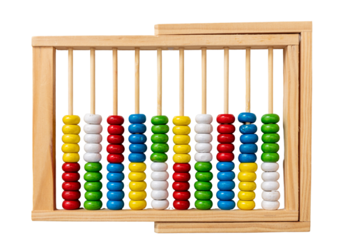 School abacus isolated transparent background. Basic Maths tool for kids top view . PNG - Powered by Adobe