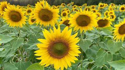 Sunflower field before sunset in Lublin region