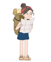 woman looking at map