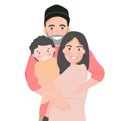 Fototapeta premium happy family, parents, mom, dad and kid