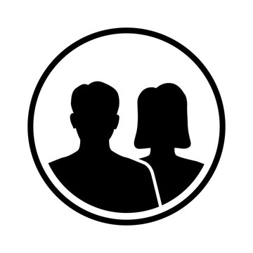 Human icon or people icon. Male and female. Man and woman sign and symbol for template design.