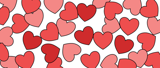 Illustration red heart shape and black line on white background vector