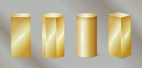 Abstract golden pedestals. Award ceremony concept. Stage background. Vector illustration.