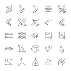 Pack Of Mathematics Doodle Icons

