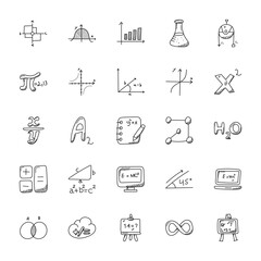 Doodle Icons Set Of Mathematics Theme

