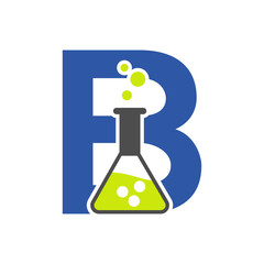 Letter B Lab Logo Concept for Science, Healthcare, Medical, Laboratory, Chemical and Nature Symbol