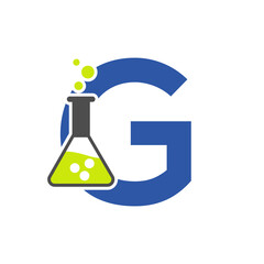 Letter G Lab Logo Concept for Science, Healthcare, Medical, Laboratory, Chemical and Nature Symbol