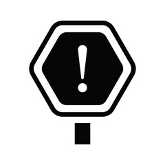 Alert, caution, danger icon. Black vector illustration.
