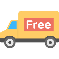 Free Delivery Van Flat Icon 