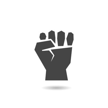 Protest fist up icon with shadow
