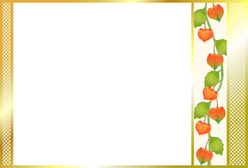 ホオズキがモチーフの和風装飾素材／Japanese-style decorative material with Physalis as a motif