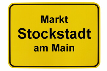 Illustration eines Ortsschildes von Stockstadt am Main in Bayern