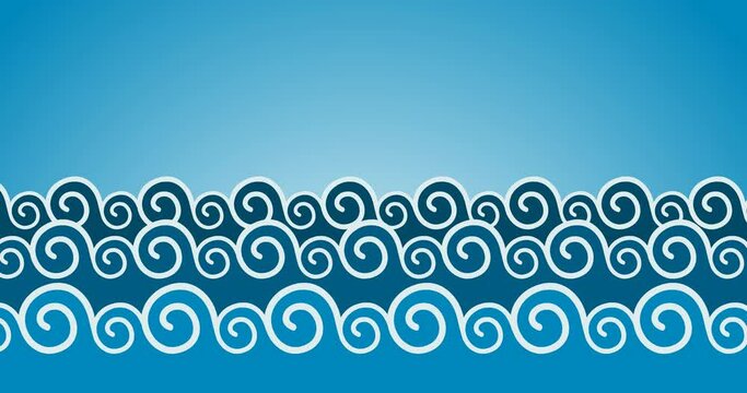 Japanese comic cartoon ocean waves background animation